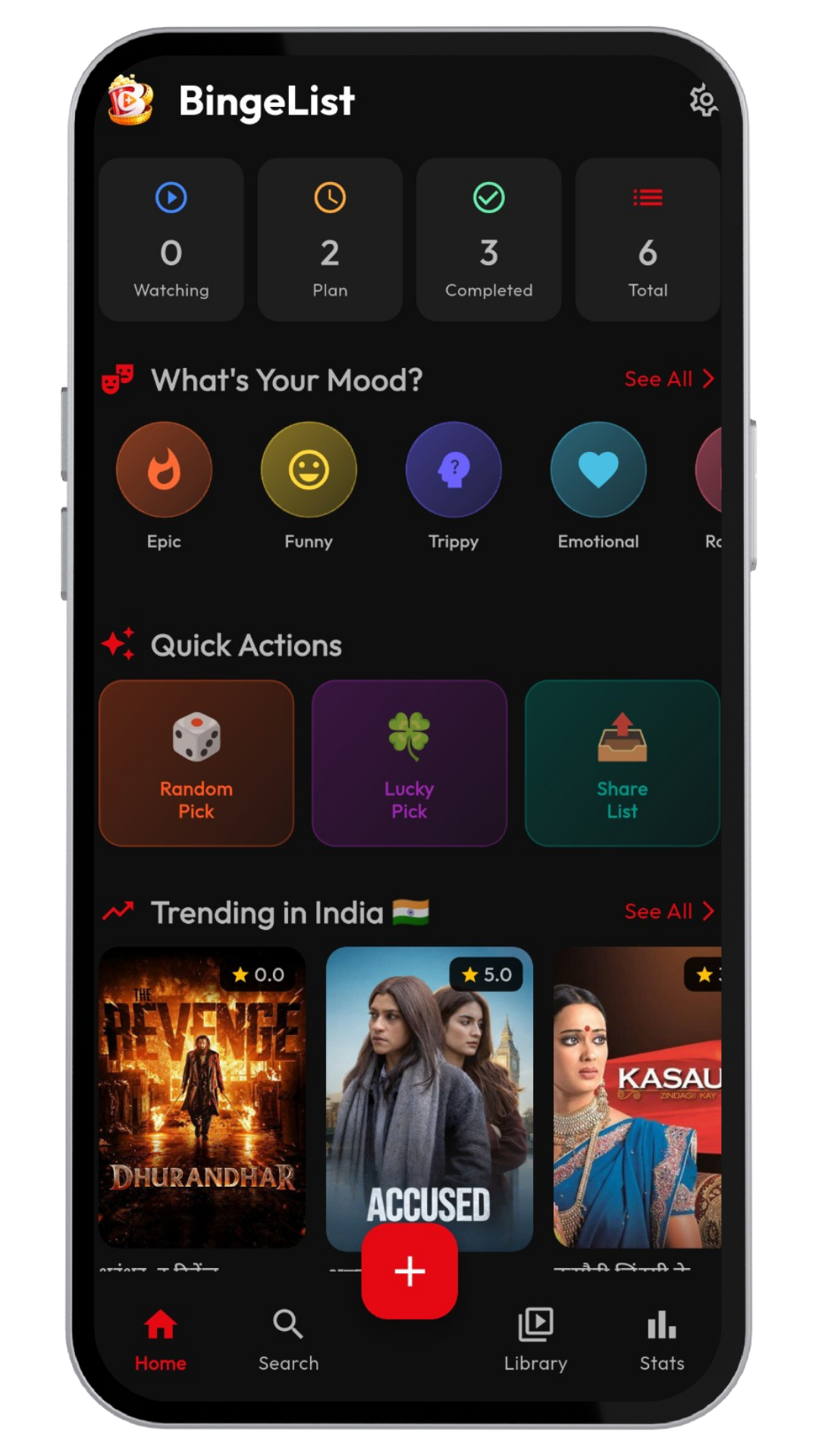 BingeList Home Screen
